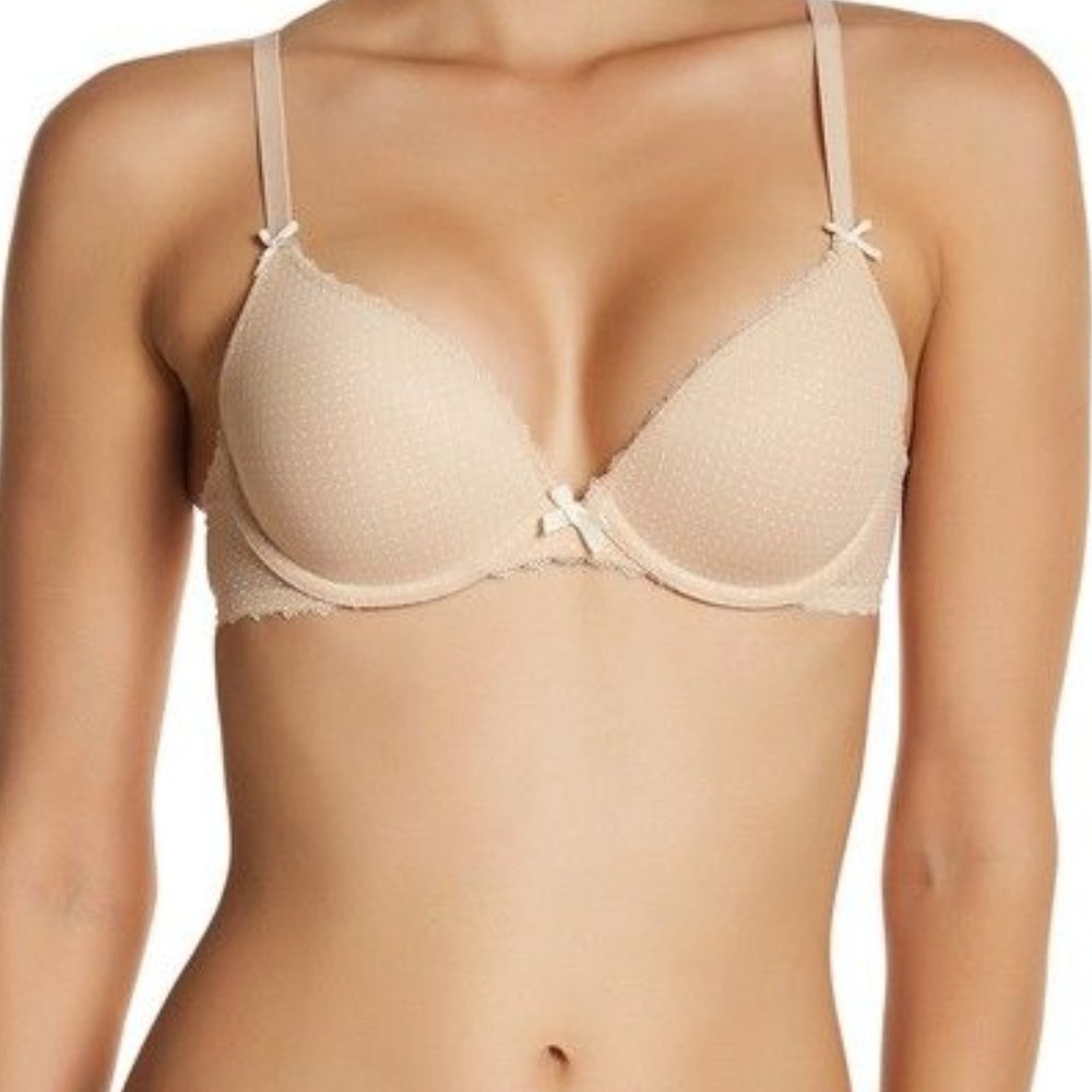 Heidi Klum Dot Mesh Demi Bra in Natural, 34D